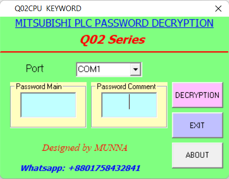 Mitsubishi plc password crack service 