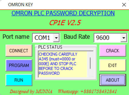 omron plc password break service