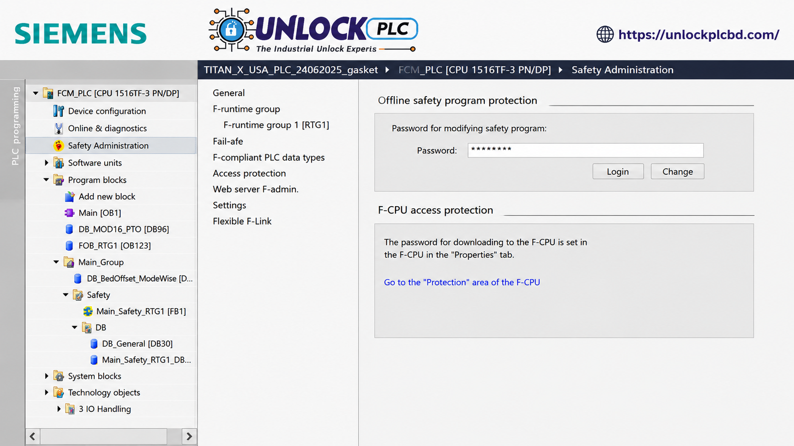 Siemens Tia Portal Safety Administration Password Unlock software free download-1